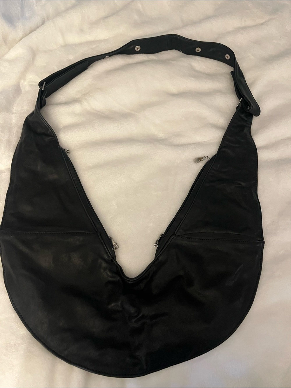 Black Leather Sash bag- crossbody
